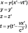 Die Gleichungen der Lorentztransformation (Raum-Zeit)
