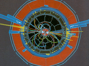 Auswertungsgrafik des ALEPH-Detektors am CERN
